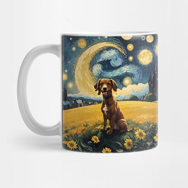 Starry Night Dachshund  Dog , Van Gogh Dachshund Art by VisionDesigner